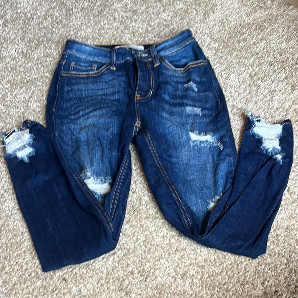 Blue Skinny Jeans with Natural Fading
